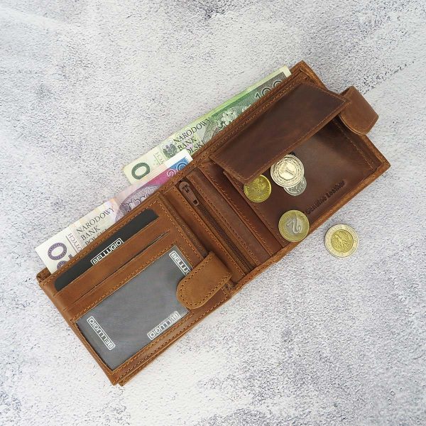 Herren Geldbörse Leder Minimalist Klein Klappbar – Bild 6