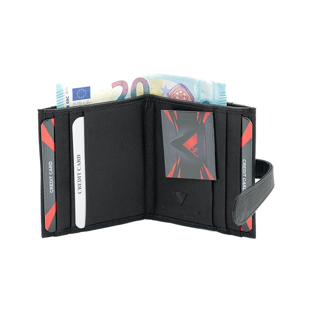 Beste Leder Kartenetui Geldbörse faltbar mit 12 Karten